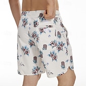 baratos shorts de natação masculinos-Homens Roupa de banho Bermuda de Surf Shorts de Natação Calção Justo de Natação Riscas Estampas Abstratas Secagem Rápida Respirável Com Cordão Cintura elástica Férias Praia Havaiana Casual Azul Lago