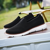 billige Sneakers til herrer-slip-on strikkede joggesko for menn, pustende mesh-overdel med komfortabel passform, uformelle lette sko for hverdags- og utendørsaktiviteter