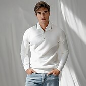 billiga Herrarnas Elite Tröjor &amp; Koftor-herr linne siden bomull kvarts dragkedja tröja stickad halv dragkedja stickat elegant hem vardagskläder kläder höst vinter svart vit s m l