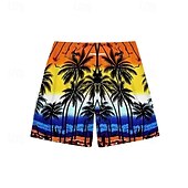 Недорогие Плавки и шорты для серфинга-Муж. Пляжные шорты Купальные шорты Обтягивающие длинные шорты тропический С принтом Кулиска С карманами Эластичная ткань в 4 направлениях Быстровысыхающий С карманами Пляжные шорты Нижняя часть