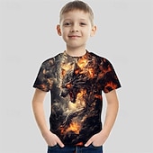 voordelige Jongens 3D Dieren-Jongens 3D Grafisch dier Draak T-shirt Korte mouw Zomer Lente Modieus Basic Kinderen 4-12 jaar Strakke ronde hals Buiten Casual Dagelijks Normale pasvorm