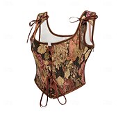 olcso Felsők-Retró Középkori Reneszánsz Fűző Prsluk Bustier Ren Faire Fűzős Virágos Jacquardszövet Női Kelta Fantasy Mindszentek napja Farsang Parti Alkalmi / Napi LARP Felnőttek Fűző