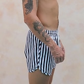 baratos shorts de natação masculinos-Homens Bermuda de Surf Shorts de Natação Calção Justo de Natação Calção Com Cordão Cintura elástica Listrado Conforto Secagem Rápida Curto Diário Feriado Piscina Moda Casual Amarelo Rosa