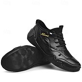 baratos Ténis para Homem-tênis esportivo masculino branco de couro sintético com design perfurado, leve e confortável, ideal para atividades casuais e ao ar livre