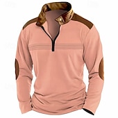 halpa Loma-Miesten Quarter Zip Polo Golfpaita Päivittäin Pyhäpäivä Neljänneksen postinumero Pitkähihainen Muoti Moderni Väripalikka Tilkkutäkki Kevät Syksy Normaali Musta Valkoinen Vaaleanpunainen Rubiini