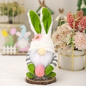 voordelige Pasen-Set van 2 paasdecoraties: roze oortjes, geruite konijntjes, kabouters en elfjes, poppetjes voor Pasen, huisdecoratie, lentedecoratie, schattige beeldjes voor in de woonkamer.