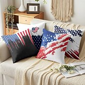 cheap Holiday Cushion Cover-American Flag Vintage Decorative Toss Pillows Cover 1PC Soft Square Couch Cushion Case Pillowcase for Bedroom Livingroom Sofa Chair 4th of July Independence Day