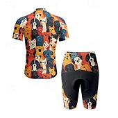 economico Set di abbigliamento da uomo-Per uomo Maglia con pantaloncini da ciclismo Manica corta Ciclismo da montagna Cicismo su strada Nero Giallo Rosso Con cagnolino Bicicletta Elastene Gli sport Con cagnolino Abbigliamento
