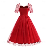 economico Vestiti-Anni 1950 Retrò Vintage Lunghezza al ginocchio Vestito Abito da tè Abito Swing Cuore Aderente &amp; Svasato Altalena a dondolo Costume Per donna Natale Carnevale Capodanno Ritorno a casa Casual