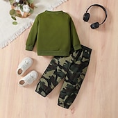 abordables Ensembles-Garçon 3D Couleur unie Lettre Ensemble sweat à capuche et pantalon de survêtement manche longue Autres imprimés Printemps Automne Mode Décontractées Bébé 1-5 ans Col Ras du Cou Extérieur Vacances