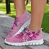 abordables Baskets femme-Baskets Flyknit à imprimé floral avec tige respirante, semelle légère et coupe confortable pour les promenades décontractées et les activités de plein air