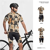 cheap Men&#039;s Clothing Sets-Men&#039;s Cycling Jersey with Shorts Dog Short Sleeve Bike Clothing Suit with 3 Rear Pockets Mountain Bike MTB Road Bike Cycling Front Zipper Sweat wicking Comfortable Breathable Sports Black Yellow Dark