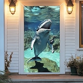 billige Dørdeksler-Morsomme Dyre Dørdekorasjoner Dørdeksler Syng Hval Dørteppe Dørgardin Dekorasjon Bakgrunn Innendørs/Utendørs Dørbanner Forsidegård