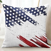 cheap Holiday Cushion Cover-American Flag Vintage Decorative Toss Pillows Cover 1PC Soft Square Couch Cushion Case Pillowcase for Bedroom Livingroom Sofa Chair 4th of July Independence Day