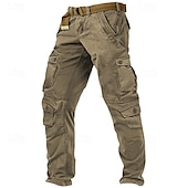 levne Cargo kalhoty-Pánské Kargo kalhoty Nákladní kalhoty Pracovní kalhoty Dağcı Pantolonu Straight-Leg 8 Kapsa Bez vzoru Odvod vlhkosti Nositelný Plná délka Venkovní Denní Outdoor a turistika Módní Šik ven Armáda žlut