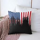 cheap Holiday Cushion Cover-American Flag Vintage Decorative Toss Pillows Cover 1PC Soft Square Couch Cushion Case Pillowcase for Bedroom Livingroom Sofa Chair 4th of July Independence Day