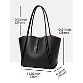 cheap Handbag &amp; Totes-Women&#039;s Green Faux Leather Tote Bag, Simple Design, Gold Buckle Decoration - Stylish and Practical Tote Bag for Work, Shopping and Daily Use Black White Red