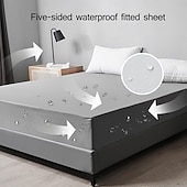 abordables Parures de draps-Protector de matelas imperméable Housse de matelas ajustée Protéger le lit Reine Pleine Roi Housse de lit protectrice douce Draps ajustés respirants confortables Protection à 5 côtés contre les