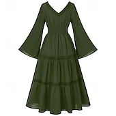 economico Vestito-Elegante Medievale Rinascimento Abito da cocktail Fiera del Ren Vichingo Elfico Tinta unica Per donna Celtico Costumi da pirata Fantasia Halloween Carnevale Mascherata Carnevale Halloween Mascherata