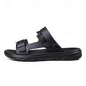 cheap Vacation Sandals-Men's Black Sport Sandals with Adjustable Buckle Straps, Comfortable Design for Outdoor, Casual and Summer Activities