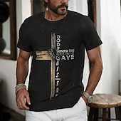  Ανδρική Βίβλος Σταυρός Χριστιανική T-Shirt Κοντό Μανίκι T-shirt 3D Εκτύπωση Crew Neck Μπλούζα Μόδα Καθημερινά Οδός Καθημερινά Μαύρο Καλοκαίρι Άνοιξη Ρούχα