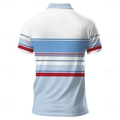  Męskie Prążki Polo do rugby Krótki rękaw Koszulki polo Koszule z kołnierzykiem Codzienny Szkoła Na zewnątrz Dzienne zużycie Odzież domowa Druk 3D Lato Wiosna Jesień Niebieski