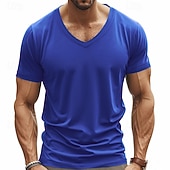 billiga grundläggande t-shirts-Herr T-shirt T-shirt med V-ringad Kortärmad tröja T-tröja Kortärmad V-hals Alla årstider Slät Mode Designer Sexig Semester Gata Utekväll Svart Vit Röd Topp t-shirt för män