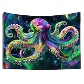 billiga Blacklight tapestries-Svartljus Tapestry Glödar i Mörkret Glöd Fest UV Reaktiv Trippy Dimmig Djur Bläckfisk Hängande Tapestry Väggkonst Mural för Vardagsrum Sovrum