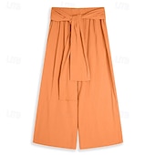 cheap Retro-Men&#039;s Linen Pants Trousers Summer Pants Drawstring Elastic Waist Wide Leg Plain Comfort Breathable Full Length Casual Daily Holiday Fashion Classic Style Pumpkin White Micro-elastic