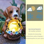 cheap Landscape Lights-Solar-Powered Dog Statue Light with Retro LED Lantern - Outdoor Garden Decor for Patio, Porch, Balcony, Holiday Decoration