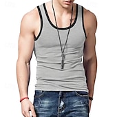 billiga Gym-toppar-Herr Linne Undertröjor Ärmlös tröja Ärmlös Rund hals Sommar Slät Mode Designer Muskel Utomhus Utekväll Gym Svart Vit Rubinrött Topp t-shirt för män
