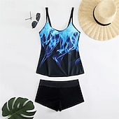 billiga One Pieces &amp; Tankinis-Dam Tankini Tvådelad baddräkt Brottarrygg Badkläder Badkläder Himmelsblå Purpur Andningsfunktion Snabb tork Lättvikt Ärmlös - Simmning Surfing Strand Sommar Vår