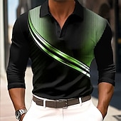 economico Polo geometrica da uomo-Per uomo Geometrico Linea Maglia da golf Manica Lunga Magliette polo Camicie con Colletto Casual Business Casual Streetwear Athleisure Abbigliamento da Esterno Ferie Bottoni Stampa 3D Primavera