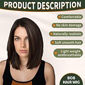 cheap Synthetic Trendy Wigs-Short Bob Wig Straight Shoulder Length Wigs for Women Middle Part Heat Resistant Fibre Synthetic Wig Daily Use