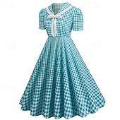 levne Šaty-Retro 50. léta Rockabilly Šaty Houpací šaty Maškarní kostým Dámské Karneval Plesová maškaráda Denní nošení loučení se svobodou nevěsty Dospělé Šaty Šaty pro návrat domů