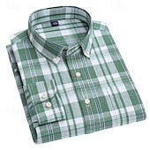 economico Camicie eleganti da uomo-Per uomo camicia di lino Camicie Camicia abbottonata Resistente alle rughe Camicia a quadri Liscio Matrimonio Esterno Blu chiaro Bianco Blu marino Marrone Manica lunga Estate Primavera Abbigliamento