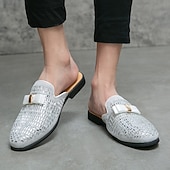 preiswerte Clogs &amp; Pantoletten für Herren-Herren-Slipper aus braunem Wildleder mit metallisch-goldenen Nieten und Schleifenakzent – stilvolle Freizeit-Loafer für den Alltag und besondere Anlässe