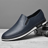billiga Tillfällig-slip-on sneakers i konstläder för män, avslappnade vita skor med bekväm gummisula, snygga och mångsidiga skor för vardags- och fritidsaktiviteter