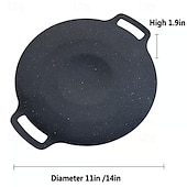 cheap Outdoor Recreation-Multi-Function Medical Stone Grill Pan Non-Stick Pan,Non-Stick Coating Frying Pan,Round BBQ Griddle with Handle,Multifunctional Stove Plate for Meats,Pancakes,Ribs