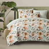 ieftine 100% bumbac-Husă de duvet pentru pat de dimensiune normală set de așternuturi cu flori husă de pătură moale ușoară cu 2 fețe de pernă pentru vară primăvară