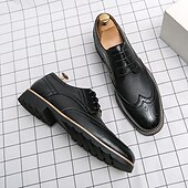 levne Formální-pánské hnědé brogue boty s robustní podrážkou, klasický šněrovací design, ležérní styl pro outdoorové i každodenní nošení