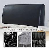 baratos Acessórios de cama-Capa de cabeceira de couro artificial pu à prova d&#039;água, capa elástica para hotel, casa, cama com tudo incluso, proteção contra poeira, cabeceira