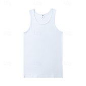 billiga Gym-toppar-Herr Linne Undertröjor Ärmlös tröja Ärmlös U-hals Vår &amp; sommar Slät Mode Designer Semester Gata Utekväll Svart Vit Grå Topp t-shirt för män