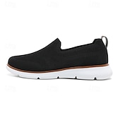 billige Sneakers til herrer-slip-on strikkede joggesko for menn, pustende mesh-overdel med komfortabel passform, uformelle lette sko for hverdags- og utendørsaktiviteter