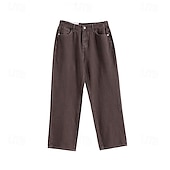 abordables Pantalons élite pour hommes-Homme Pantalon chino Boutons Avec Poches Jambe Droite Couleur Unie Longueur complète Extérieur Vacances Occasionnel Élégant Vacances Kaki clair Noir Micro-Élastique
