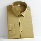 abordables chemises sans repassage pour hommes-Homme Chemise Chemise boutonnée Couleur unie Mariage Soirée Noir Blanche Jaune Vert Claire manche longue Revers Printemps Automne Vêtement Tenue Poche