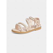 cheap Flower Girl-Pearl-Strap Sandals for Girls – Stylish Wedding Footwear for Flower Girls