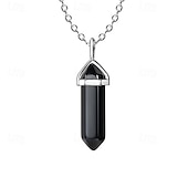 cheap Party Supplies-12pcs/set Natural Stone Amethyst Necklace Hexagonal Pillars Bullet Pendant Moonstone Winding Pendant Set