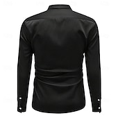 baratos Camisas de cetim masculinas-Homens Camisa Social Blusa de cetim Camisa casual camisa de botão Tecido Casamento Férias Preto Branco Vinho Azul Marinha Manga Longa Lapela Primavera &amp; Outono Roupa