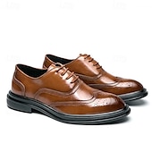 economico Formale-scarpe brogue in similpelle marrone da uomo - calzature formali eleganti e resistenti per lavoro, ufficio ed eventi speciali